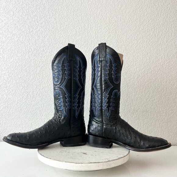 NEW Rod Patrick Mens Cowboy Boots 10 AAA Black Ostrich Leather Western Round Toe - Picture 7 of 13